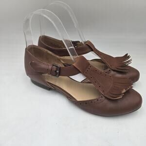 Naturalizer Women's Size 6 M Brown Leather Sandals Closed Toe Ankle Strap Kiltie